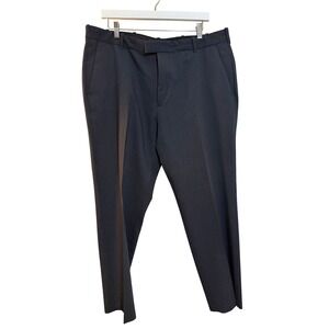 Van Heusen Dress Pants Mens 38x29 Black Flat Front Stretch Trousers